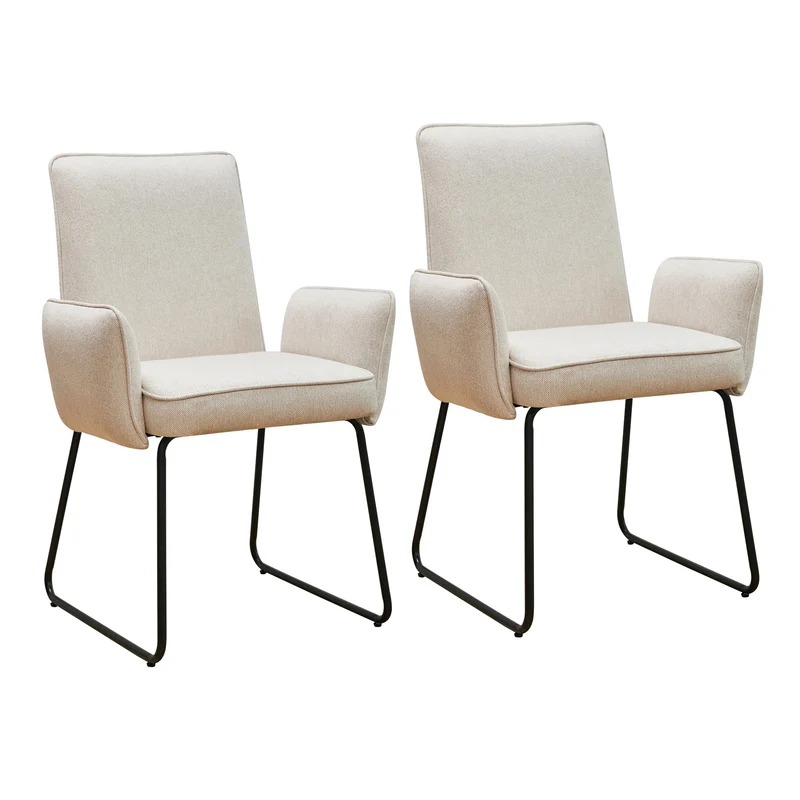 B-Ware ALBA 2er Set Esszimmerstühle Stoffbezug Creme