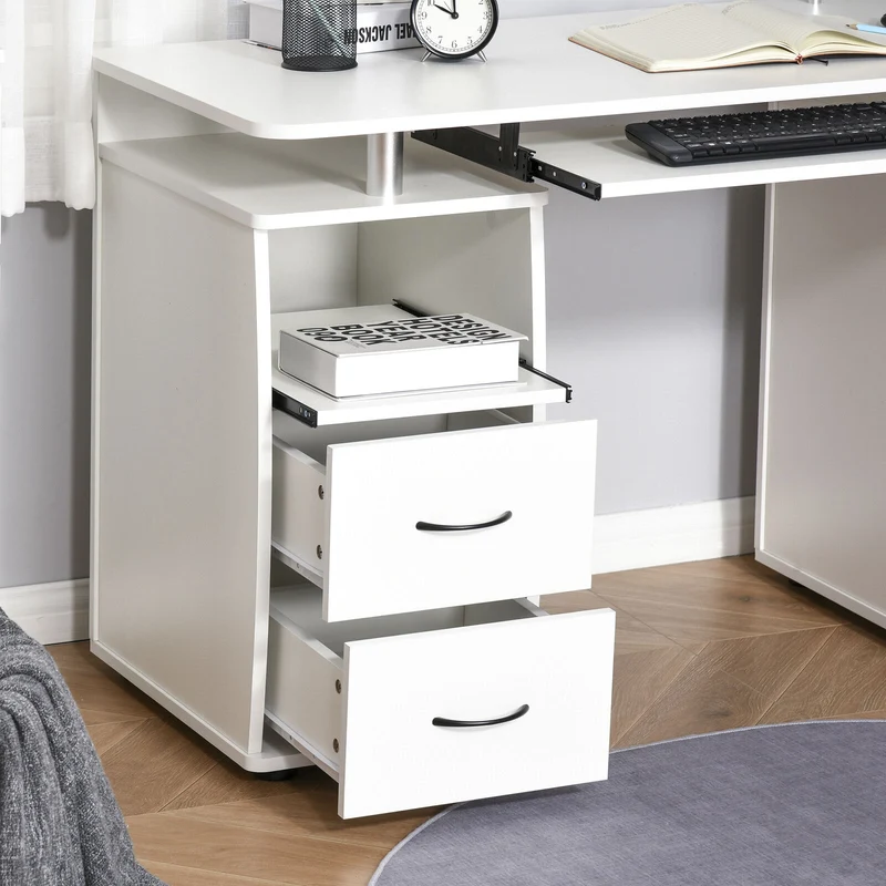 Computertisch Schreibtisch mit reichlich Stauraum, 2 Schubladen.