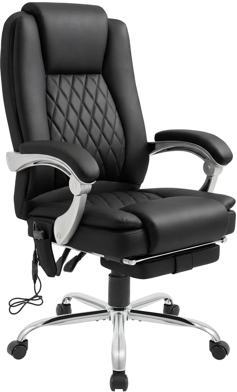 Massagesessel als Leder-Chefsessel RUBIN mit Liegefunktion. Bis 150 kg.