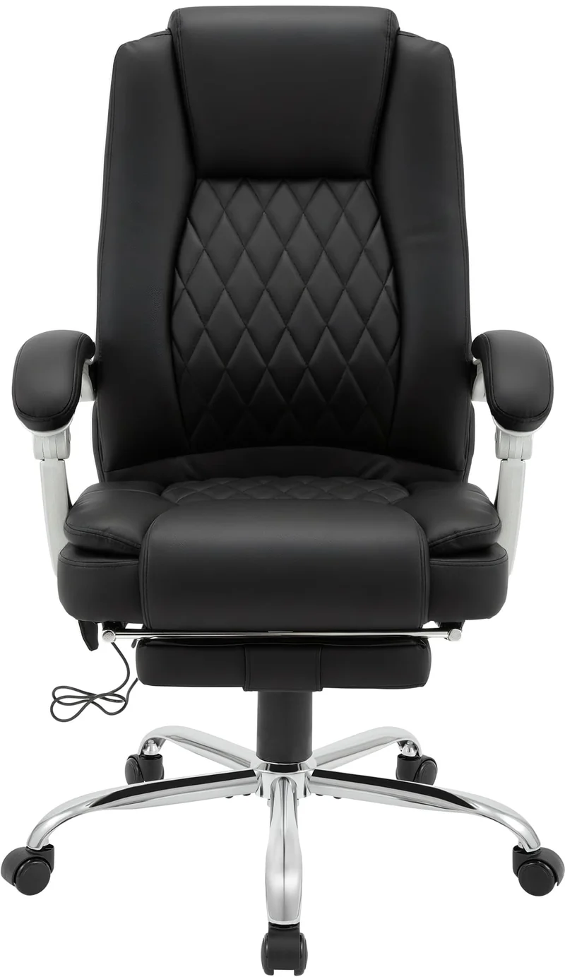 Massagesessel als Leder-Chefsessel RUBIN mit Liegefunktion. Bis 150 kg.