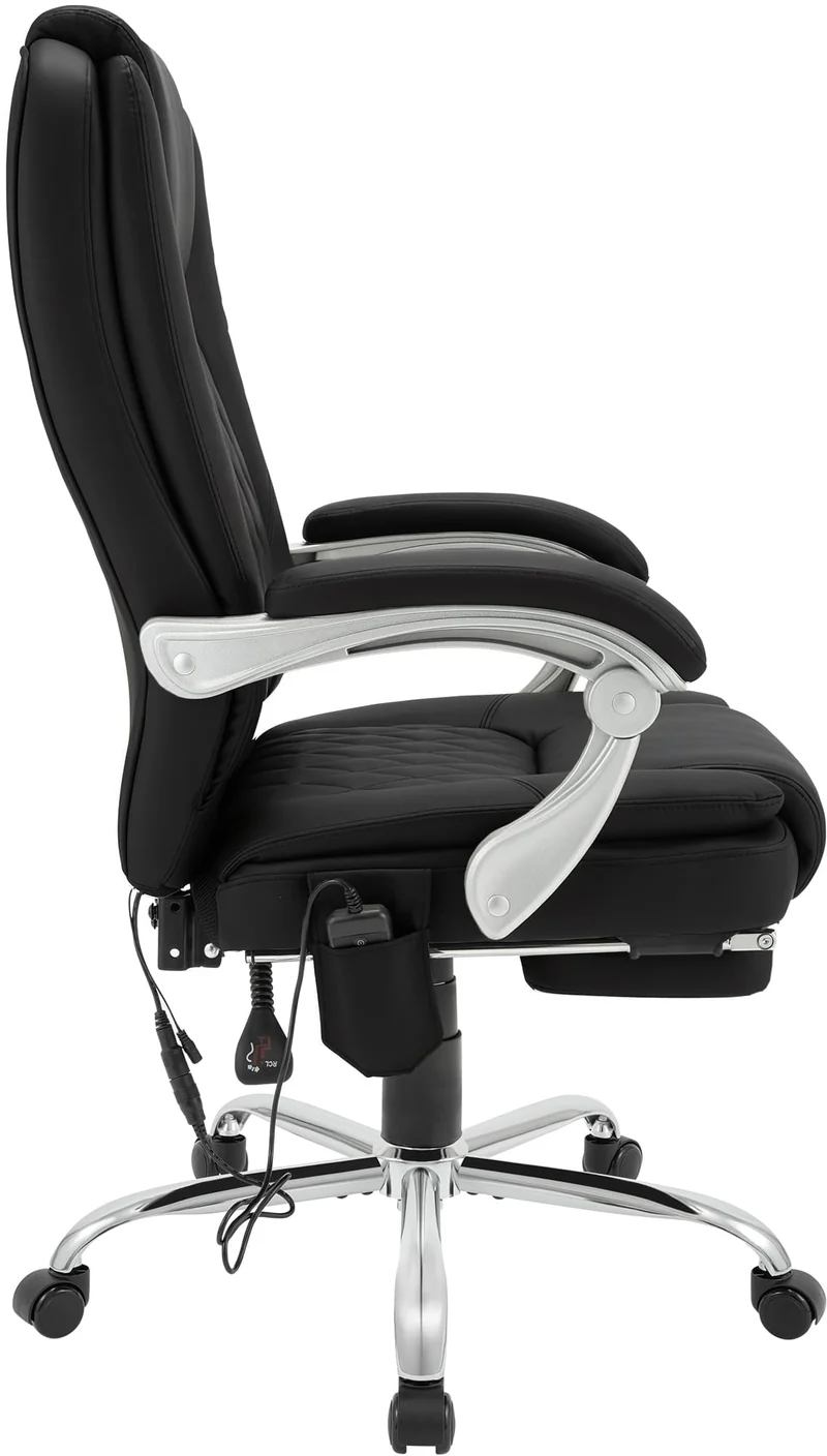 Massagesessel als Leder-Chefsessel RUBIN mit Liegefunktion. Bis 150 kg.