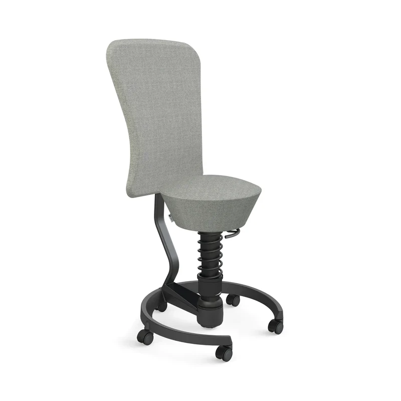 Aeris Swopper mit Rollen und Rückenlehne (Schwarz) – Ergonomischer Sitzhocker für aktives Sitzen