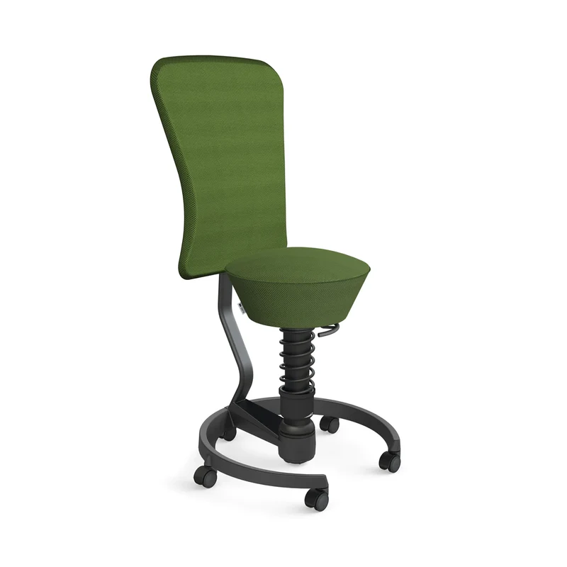 Aeris Swopper mit Rollen und Rückenlehne (Schwarz) – Ergonomischer Sitzhocker für aktives Sitzen