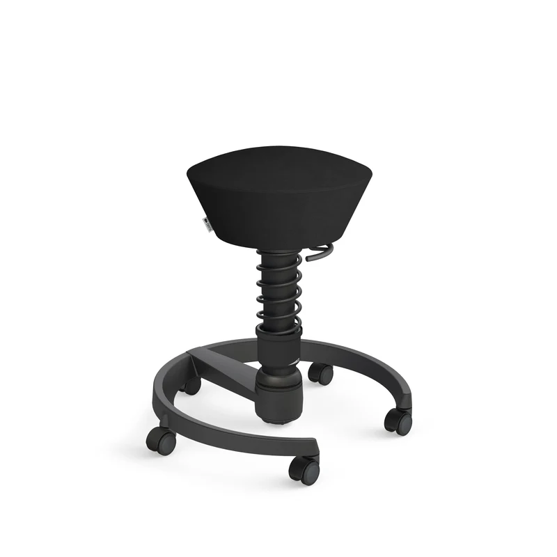 Aeris Swopper mit Rollen (Schwarz) – Ergonomischer Sitzhocker für aktives Sitzen
