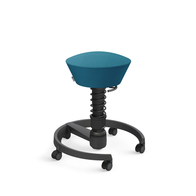 Aeris Swopper mit Rollen (Schwarz) – Ergonomischer Sitzhocker für aktives Sitzen