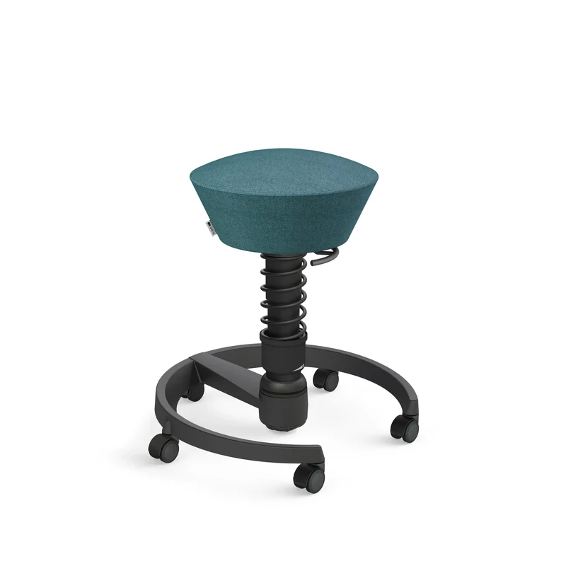 Aeris Swopper mit Rollen (Schwarz) – Ergonomischer Sitzhocker für aktives Sitzen