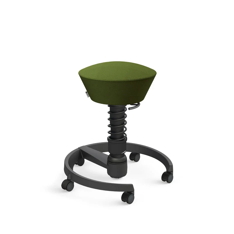 Aeris Swopper mit Rollen (Schwarz) – Ergonomischer Sitzhocker für aktives Sitzen
