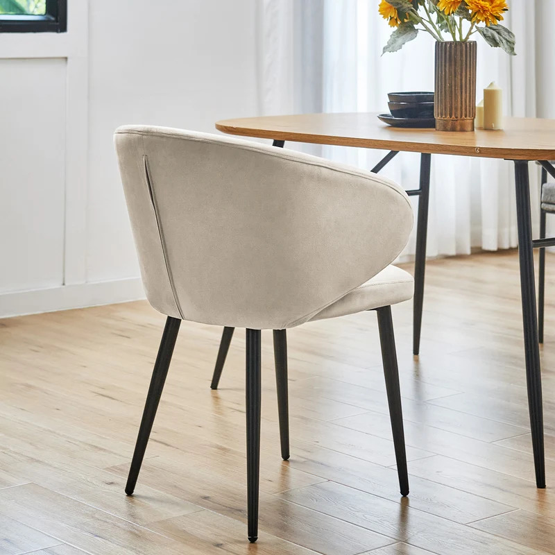 B-Ware AUDREY Esszimmerstühle 2er Set Creme Samt