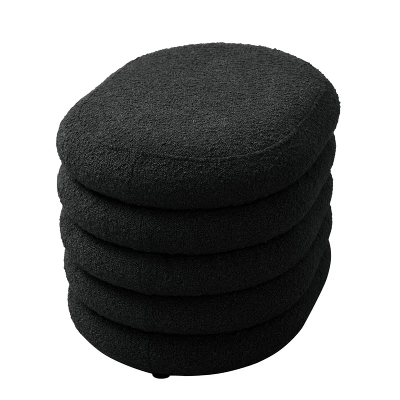 B-Ware BLOSSOM S Ottomane Boucle Schwarz