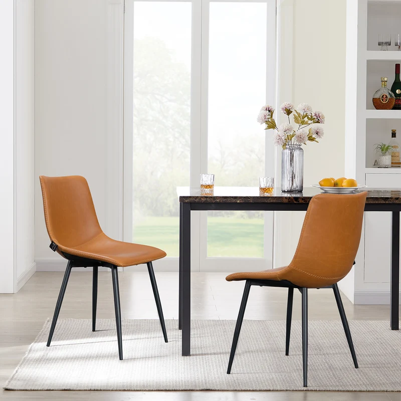 B-Ware MILES 2er Set Esszimmerstühle Kunstleder Cognac