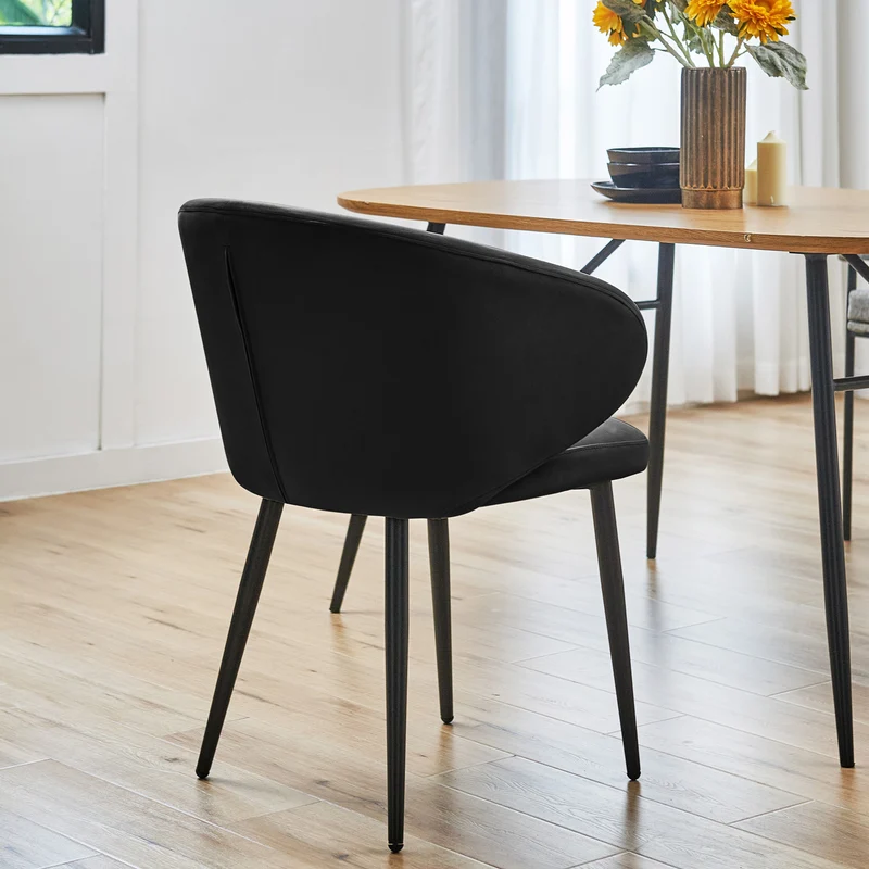 B-Ware AUDREY 2er Set Esszimmerstühle Schwarz Samt