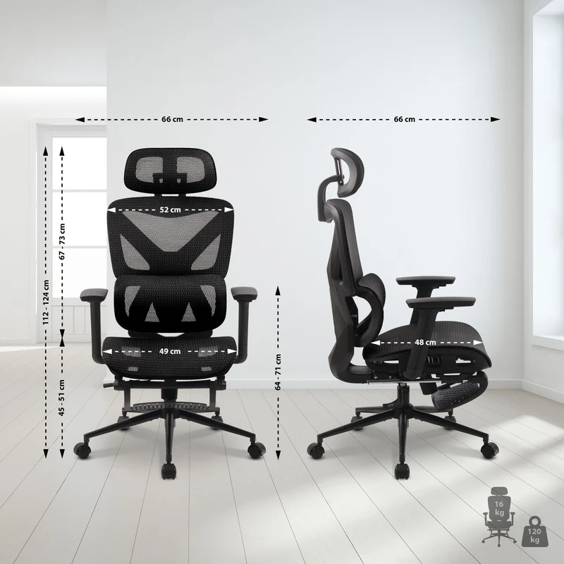 RESTO ergonomischer und vielfach einstellbarer Chefsessel, Bürostuhl, Mesh-Stoff, schwitzfrei.