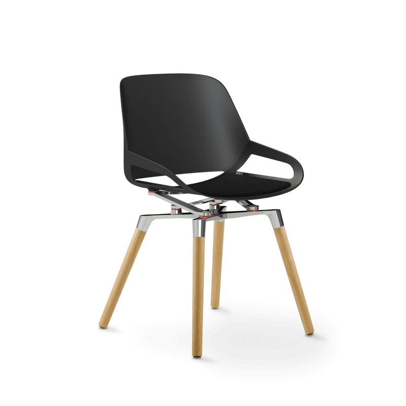 Aeris Numo Holzbeine Eiche natur Sitzschalenfarbe schwarz