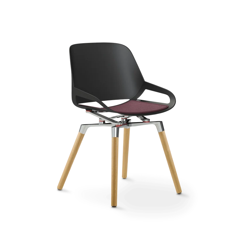 Aeris Numo Holzbeine Eiche natur Sitzschalenfarbe schwarz