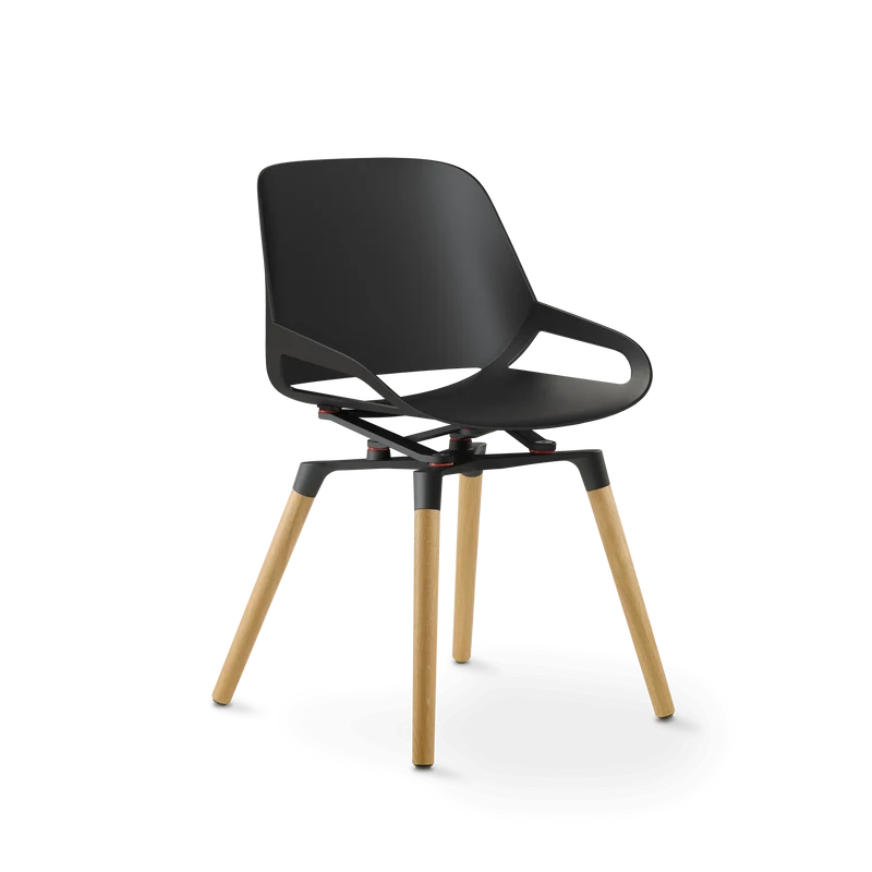 Aeris Numo Holzbeine Eiche natur Sitzschalenfarbe schwarz