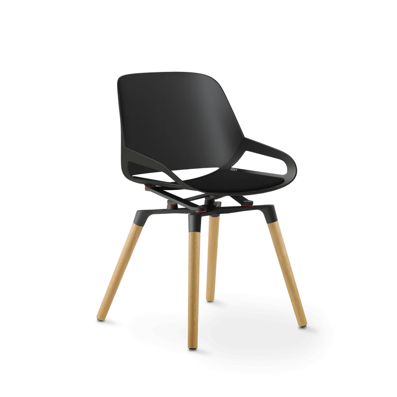 Aeris Numo Holzbeine Eiche natur Sitzschalenfarbe schwarz