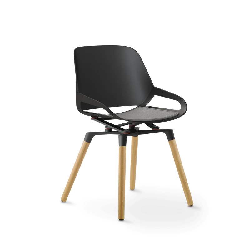 Aeris Numo Holzbeine Eiche natur Sitzschalenfarbe schwarz