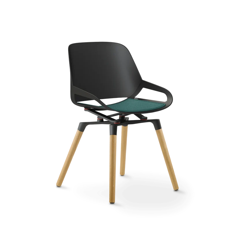 Aeris Numo Holzbeine Eiche natur Sitzschalenfarbe schwarz