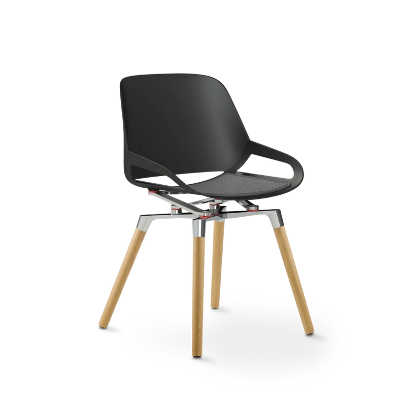 Aeris Numo Holzbeine Eiche natur Sitzschalenfarbe schwarz