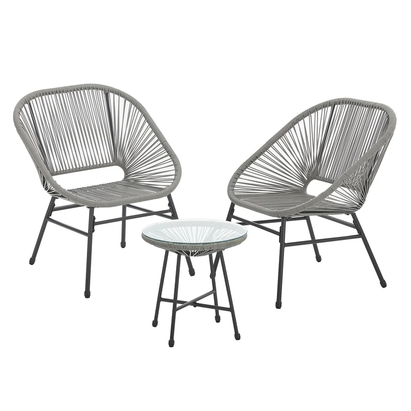 TULUM Balkon-Möbel 3-tlg. Garten-Möbel Set Balkonstühle mit Tisch