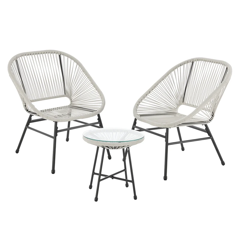 TULUM Balkon-Möbel 3-tlg. Garten-Möbel Set Balkonstühle mit Tisch