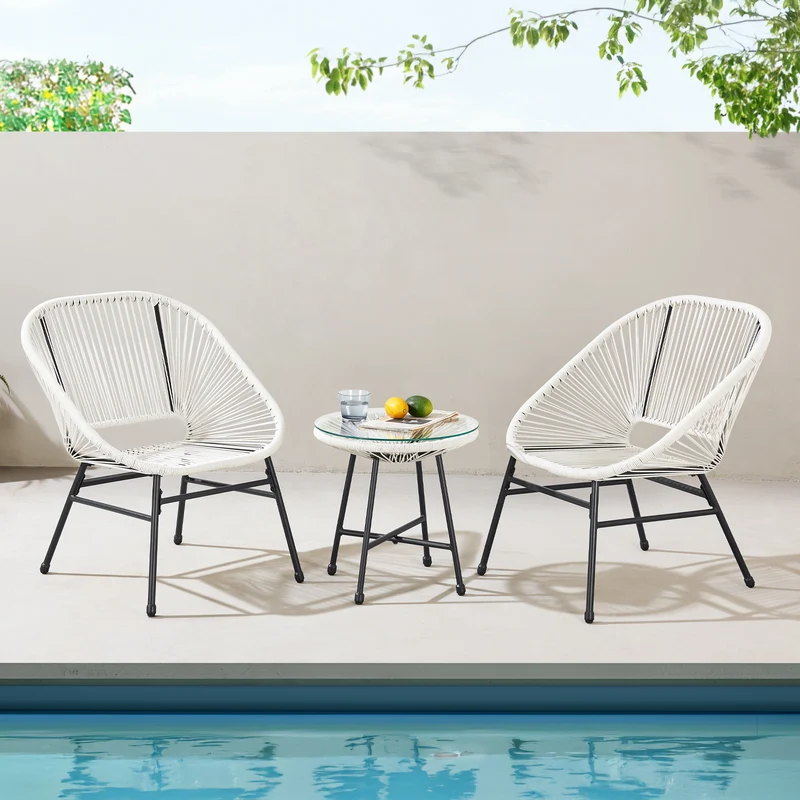 TULUM Balkon-Möbel 3-tlg. Garten-Möbel Set Balkonstühle mit Tisch
