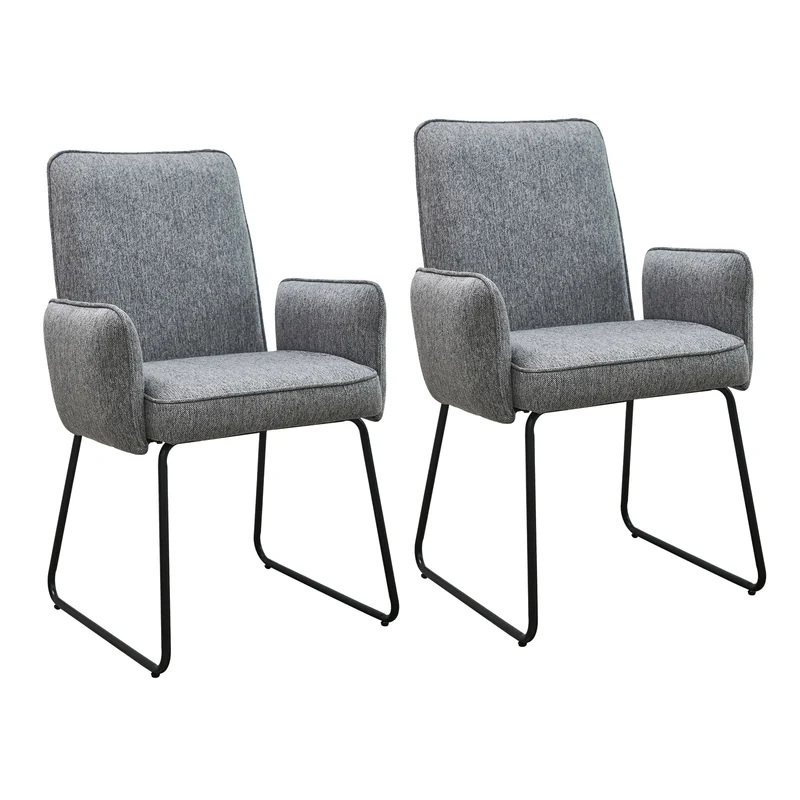 B-Ware ALBA 2er Set Esszimmerstühle Stoffbezug Grau