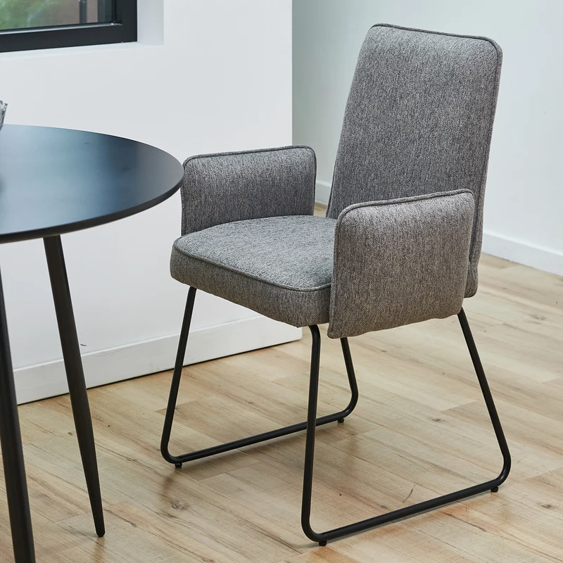 B-Ware ALBA 2er Set Esszimmerstühle Stoffbezug Grau