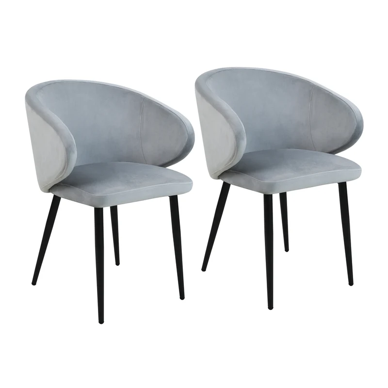 B-Ware AUDREY 2er Set Esszimmerstühle Grau Samt