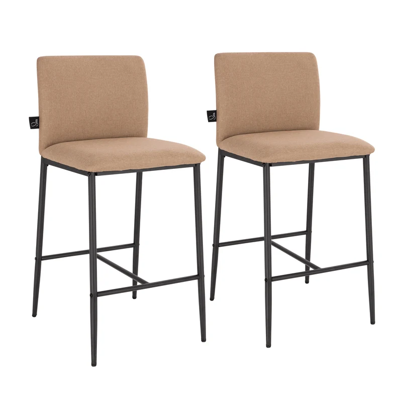 B-Ware 2er Set ERIK Barhocker mit Rückenlehne Beige