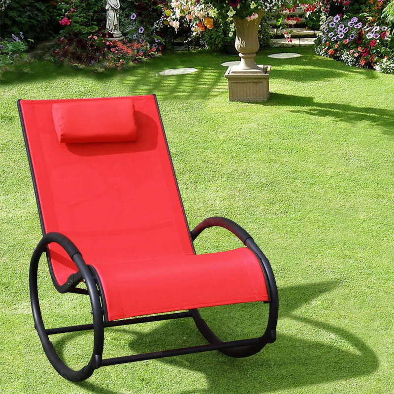 B-Ware EIBY Outdoor Schaukelstuhl Rot/Schwarz