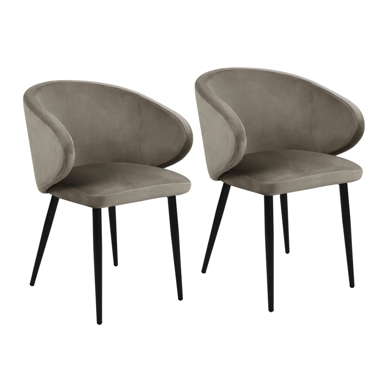 B-Ware AUDREY 2er Set Esszimmerstühle Taupe Samt