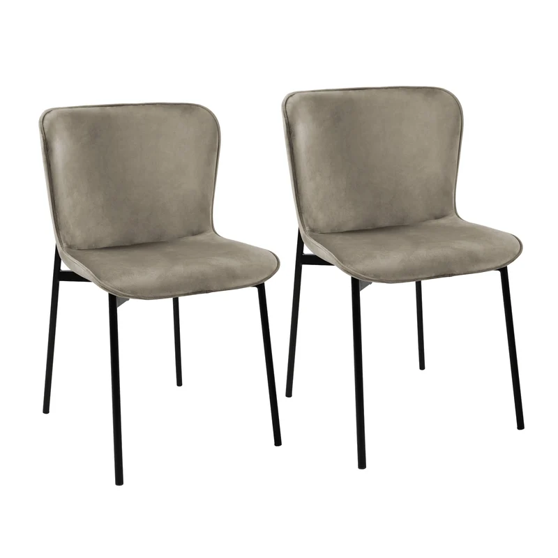 B-Ware MARY 2er Set Esszimmerstühle Samt Taupe/Schwarz