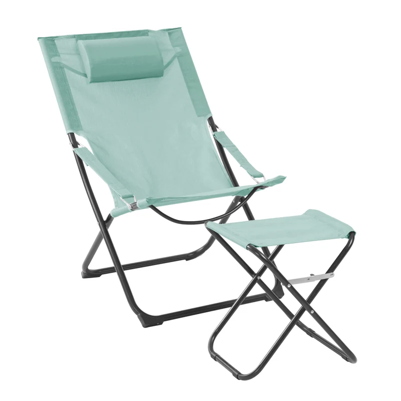 B-Ware TOMRA Liegestuhl Fußhocker Blau/Dunkelgrau