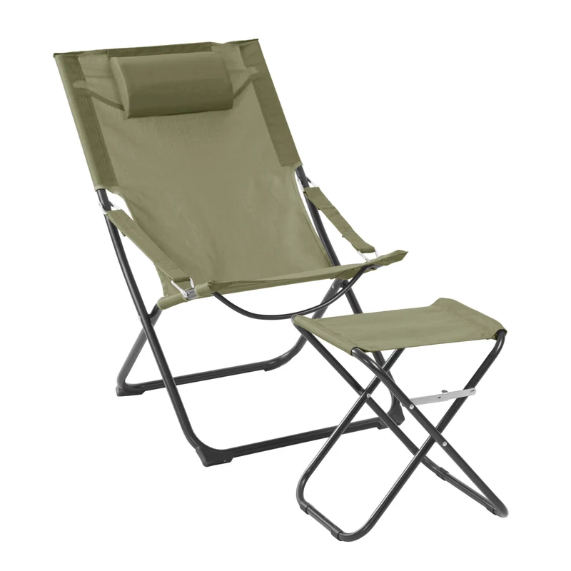 B-Ware TOMRA Liegestuhl Fußhocker Grün/Dunkelgrau