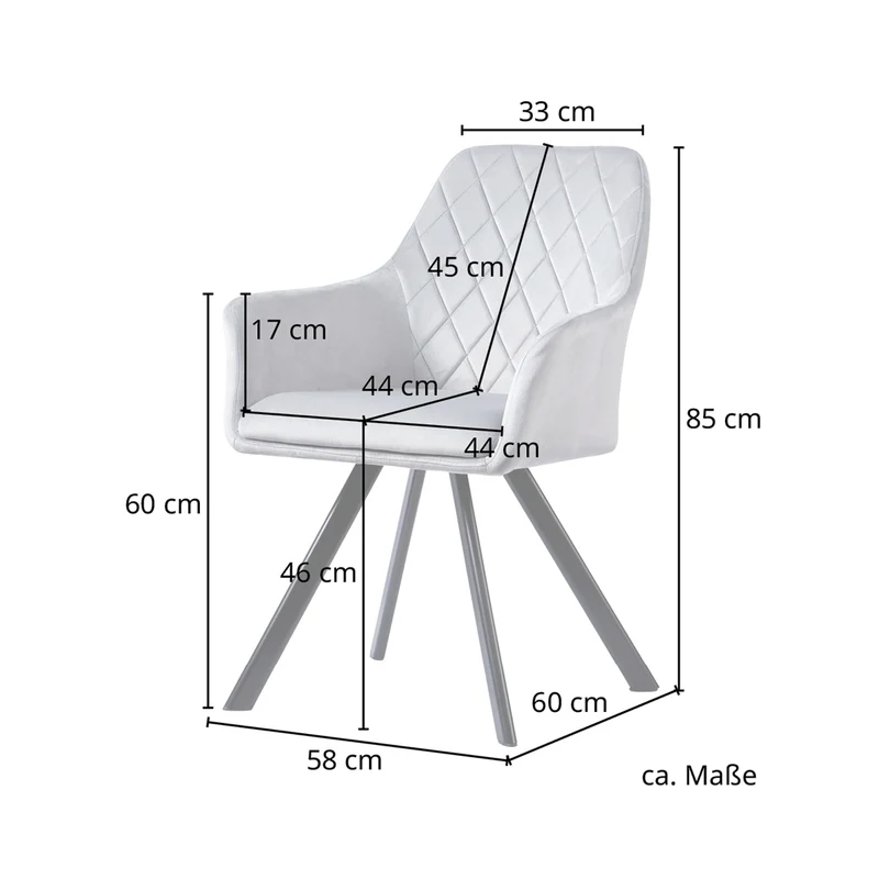 B-Ware MASON 2er Set Esszimmerstuhl Samt Grau
