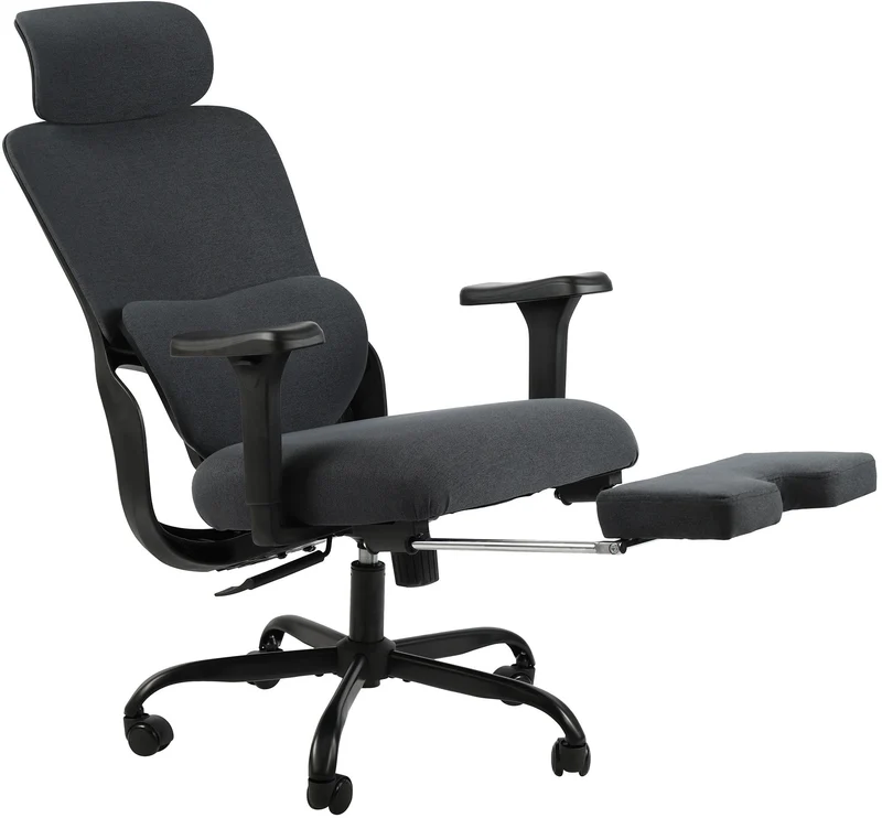 Bürostuhl LEES mit Fußablage, ergonomisch, Stoff, schwarz