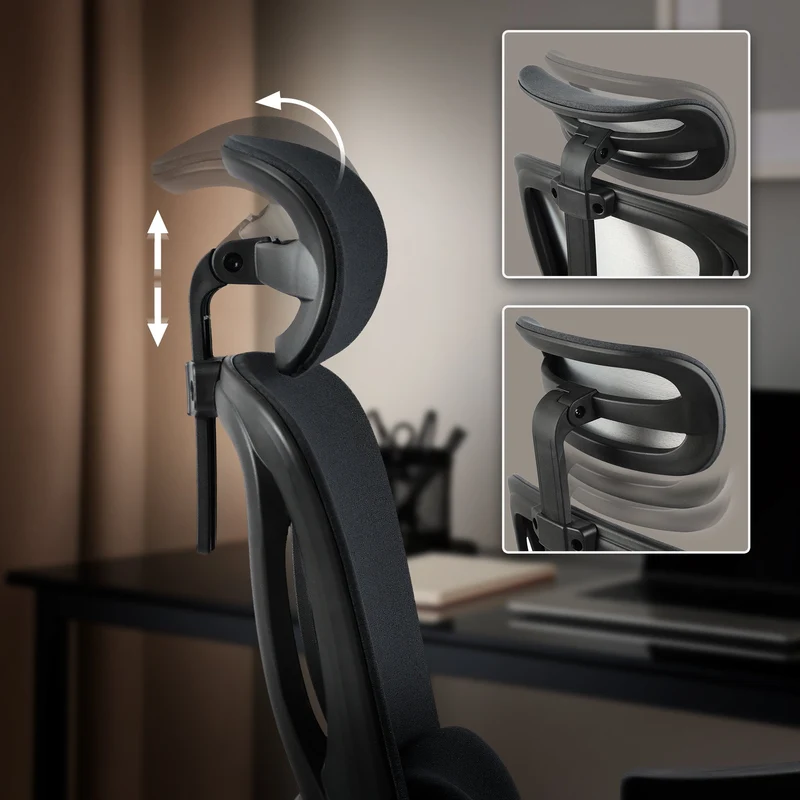 Bürostuhl LEES mit Fußablage, ergonomisch, Stoff, schwarz