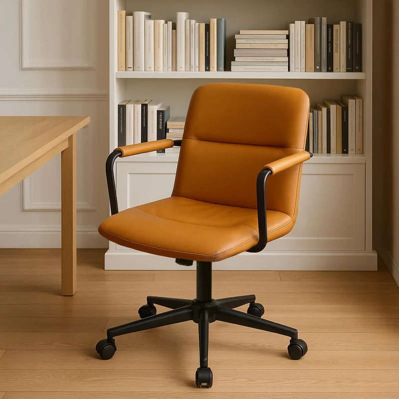 Bürostuhl HILDE, echtes Büffelleder, ergonomisch, belastbar bis 120 kg