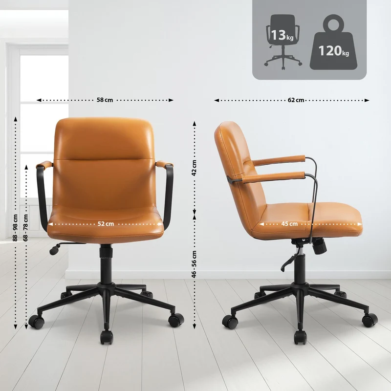 Bürostuhl HILDE, echtes Büffelleder, ergonomisch, belastbar bis 120 kg