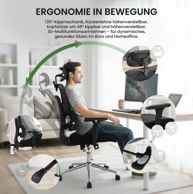 Bürostuhl LOTHE, ergonomisch, belastbar bis 150 kg