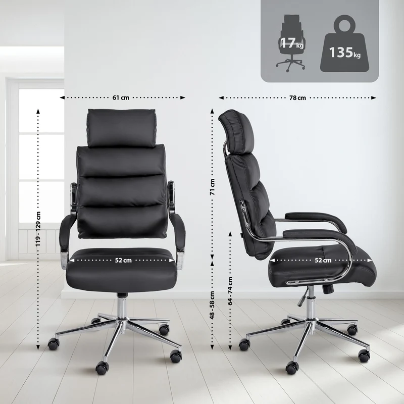 Lederbürostuhl CAMPA – maximaler Komfort bis 135 kg