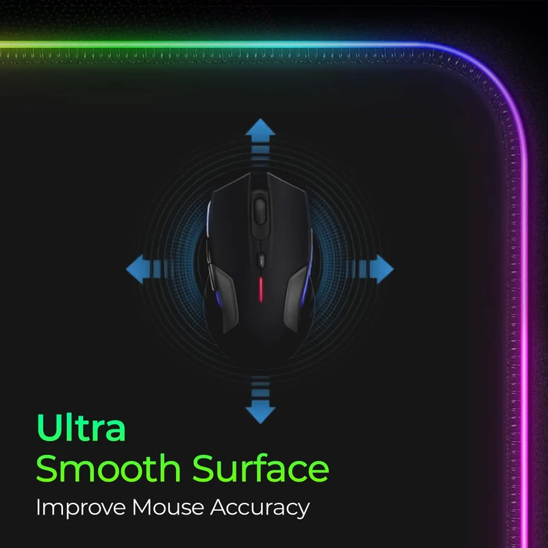 Large RGB LED Mouse Pad - Illuminated Gaming Mat for Precision and Style (Officelogix Logo, Large)