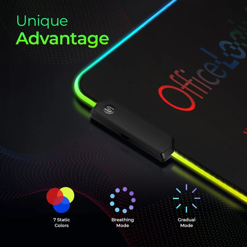 Large RGB LED Mouse Pad - Illuminated Gaming Mat for Precision and Style (Officelogix Logo, Large)