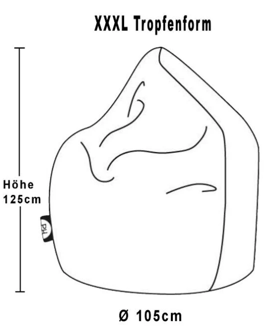 Sitzsack extra groß. XXXL 470 Liter Inhalt. Befüllt. Praktisch. Bequem.