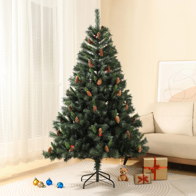 B-Ware Weihnachtsbaum Tannenzapfen + rote Beeren 210 cm