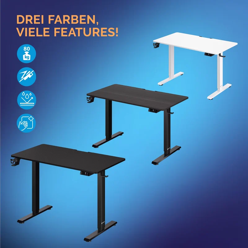 Höhenverstellbarer Schreibtisch Schwarz oder Weiß 110 x 60 x 73-118 cm
