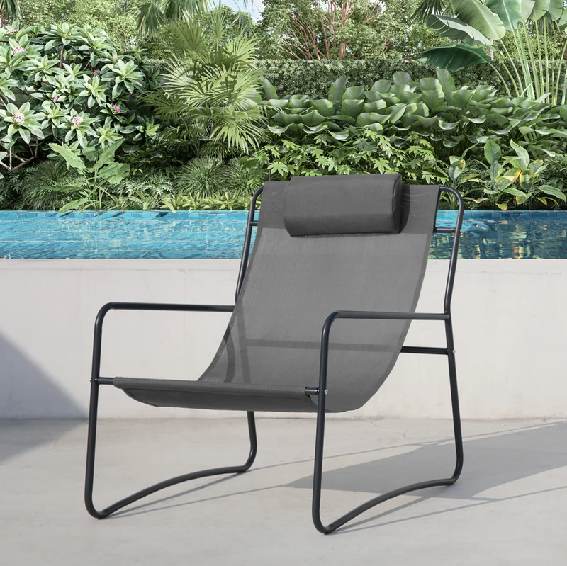 B-Ware SVEIO 2er Set Outdoor Sessel Dunkelgrau/Schwarz