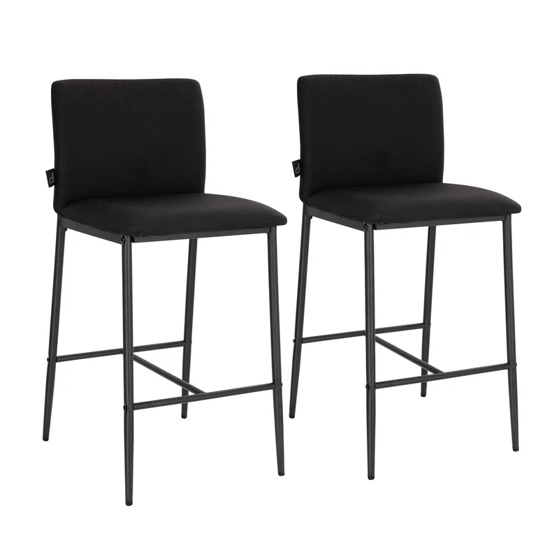B-Ware ERIK 2er Set Barhocker mit Rückenlehne Schwarz