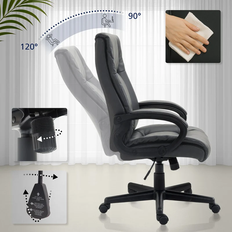 Leder Bürostuhl SQUART 6 Farben lieferbar. Bis 140 kg belastbar.